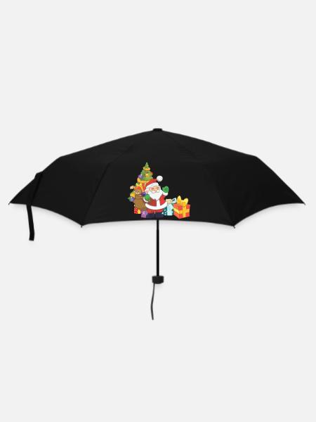 Weihnachtsmann - Regenschirm (klein) - Schwarz