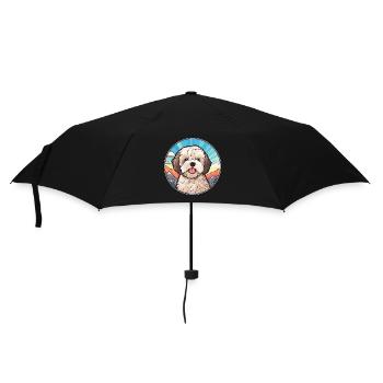 Shih Poo Hunderasse Cartoon Kawaii Aquarell - Regenschirm (klein) - Schwarz - Vorne
