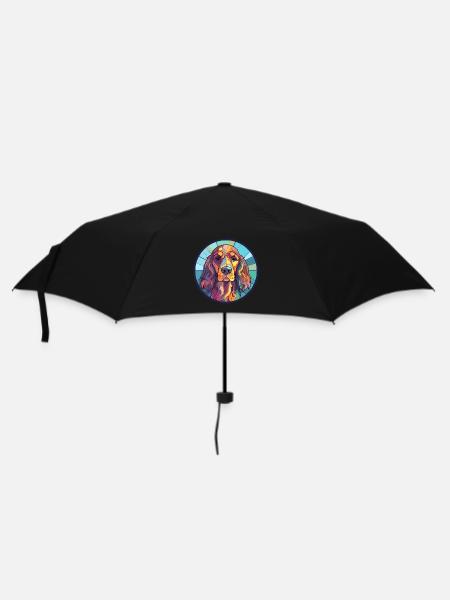 Englischer Cocker Spaniel Hund Buntglas Bunt - Regenschirm (klein) - Schwarz