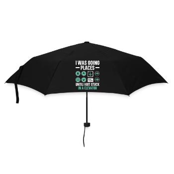Ich war auf dem Weg nach oben, bis ich in Aufzügen - Regenschirm (klein) - Schwarz - Vorne