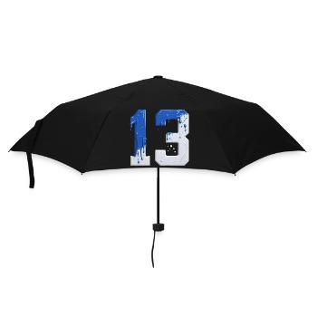 NR. 13 NUMMER 13 BLAU WEIß 13. GEBURTSTAG - Regenschirm (klein) - Schwarz - Vorne
