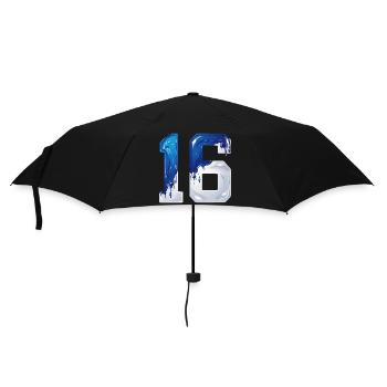NO. 16 NUMBER 16 BLUE WHITE 16TH BIRTHDAY - Umbrella (small) - black - Front