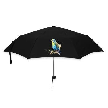 Wellensittich blau grün Zeichnung aquarell - Regenschirm (klein) - Schwarz - Vorne