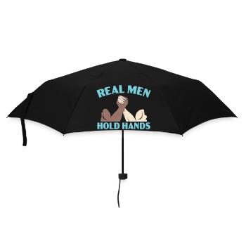 Echte Männer halten Händchen Armdrücken Armdrücken - Regenschirm (klein) - Schwarz - Vorne