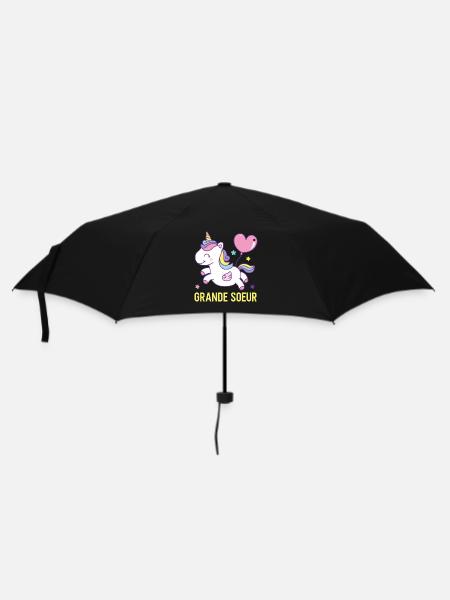 Große Schwester Einhorn - Regenschirm (klein) - Schwarz