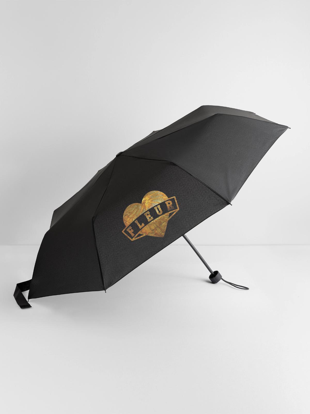 Fleur Herzen Gold - Regenschirm (klein) - Schwarz - Vorne