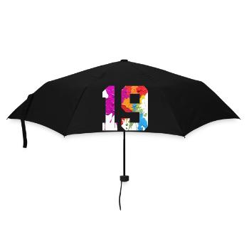 COLORED NUMBER 19 COLORFUL 19TH BIRTHDAY - Umbrella (small) - black - Front