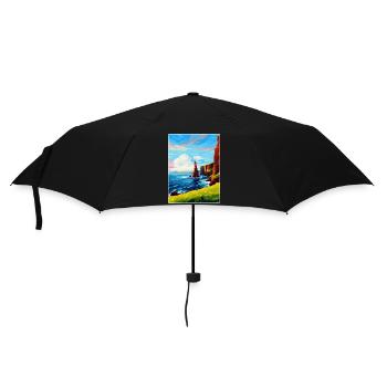 Duncansby Stacks Schottland UK Vintage Reiseposter - Regenschirm (klein) - Schwarz - Vorne