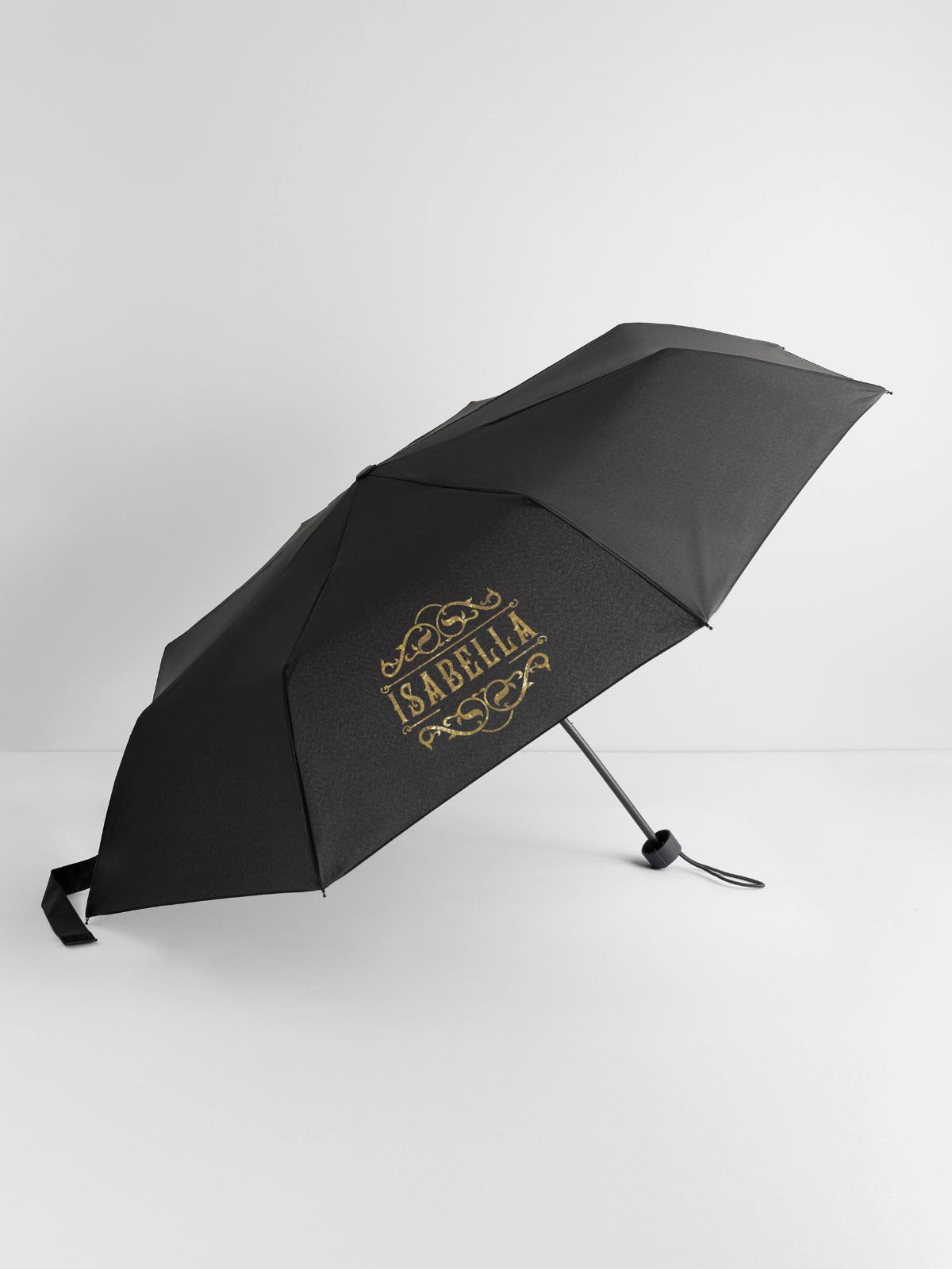Isabella gold - Regenschirm (klein) - Schwarz - Vorne