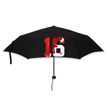 NO. 16 NUMBER 16 RED WHITE 16TH BIRTHDAY - Umbrella (small) - black - Front
