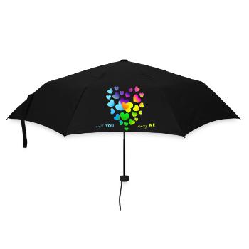 heiraten Hochzeit verloben - Regenschirm (klein) - Schwarz - Vorne