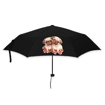 Mops - Regenschirm (klein) - Schwarz - Vorne