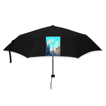 Brüssel Belgien Vintage Reiseplakat Souvenir - Regenschirm (klein) - Schwarz - Vorne