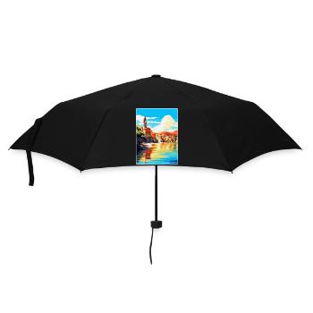 San Sebastian Spanien Vintage Reiseplakat Souvenir - Regenschirm (klein) - Schwarz - Vorne