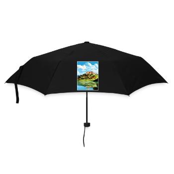 Ptuj-Schloss-Slowenien-Bleder-Reise-Plakat - Regenschirm (klein) - Schwarz - Vorne