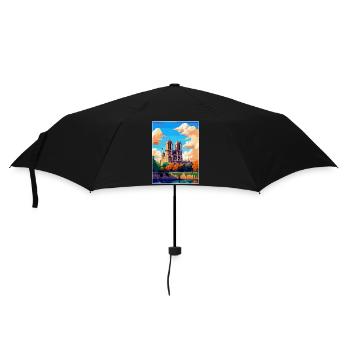 Notre Dame France Vintage Travel Poster Souvenir - Umbrella (small) - black - Front