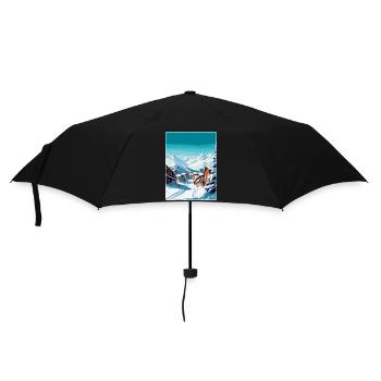 Val Thorens Frankreich Vintage Reiseplakat Souvenir - Regenschirm (klein) - Schwarz - Vorne
