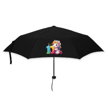 NUMMER 10 JAHRE EINHORN 10. GEBURTSTAG - Regenschirm (klein) - Schwarz - Vorne