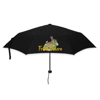 Frohe Ostern Osterhase - Regenschirm (klein) - Schwarz - Vorne