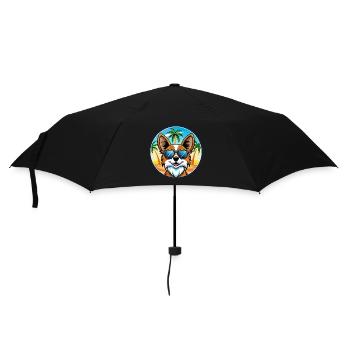 Papillon Hunderasse Cartoon Sonnenbrille Strand - Regenschirm (klein) - Schwarz - Vorne