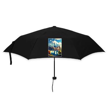Manhattan New York Vintage Reiseposter Souvenir - Regenschirm (klein) - Schwarz - Vorne