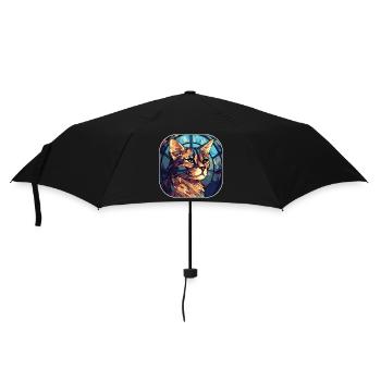 Bunte Aquarellfarbe der braunen Katzenrasse Havanna - Regenschirm (klein) - Schwarz - Vorne