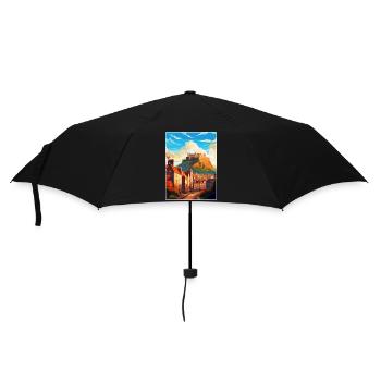 Edinburgh Scotland Uk Travel Poster Souvenir WPA - Umbrella (small) - black - Front