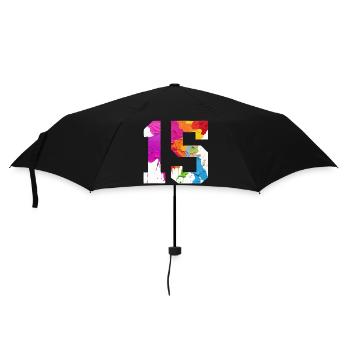 COLORED NUMBER 15 COLORFUL 15TH BIRTHDAY - Umbrella (small) - black - Front