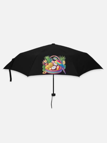 Corbeille de fruits avec perroquet - Parapluie standard - noir