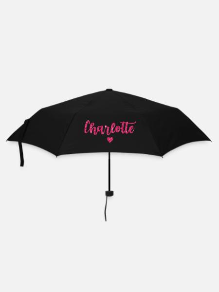 Charlotte Herz Pink - Regenschirm (klein) - Schwarz