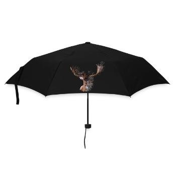 Hirsch Antler Stag Geweih - Regenschirm (klein) - Schwarz - Vorne