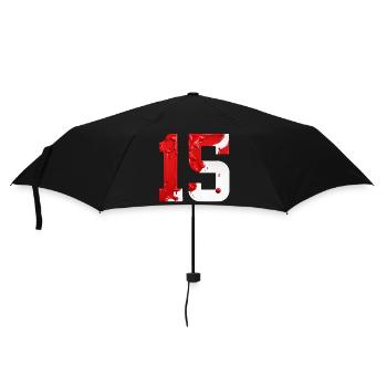 NR. 15 NUMMER 15 ROT WEIß 15. GEBURTSTAG - Regenschirm (klein) - Schwarz - Vorne
