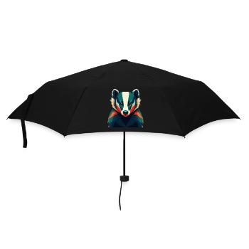 Badger Cartoon Character Colorful Pet Animal - Umbrella (small) - black - Front