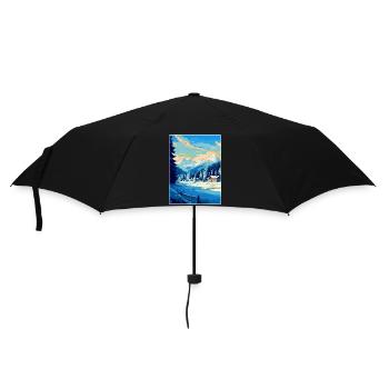 Kitzbuhel Austria Vintage Travel Poster Souvenir - Umbrella (small) - black - Front