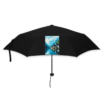 Hallstatt Lac Autriche Affiche de voyage vintage WPA - Parapluie standard - noir - Devant