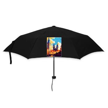 Prag Tschechische Republik Vintage Reiseplakat WPA - Regenschirm (klein) - Schwarz - Vorne