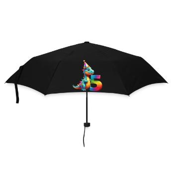 DINO 5 JAHRE DINOSAURIER 5. GEBURTSTAG - Regenschirm (klein) - Schwarz - Vorne