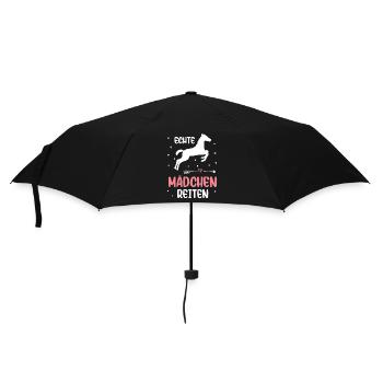 Echte Mädchen Reiten Pferde Mädchen - Regenschirm (klein) - Schwarz - Vorne