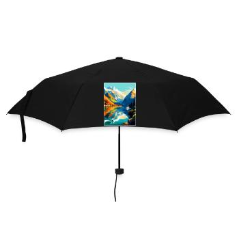 Die Fjorde Norwegen Vintage Reiseplakat Souvenir - Regenschirm (klein) - Schwarz - Vorne