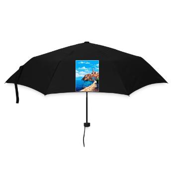 Piran Slovenia Vintage Travel Poster Souvenir WPA - Umbrella (small) - black - Front