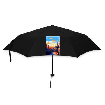Edinburgh Scotland Uk Travel Poster Souvenir WPA - Umbrella (small) - black - Front