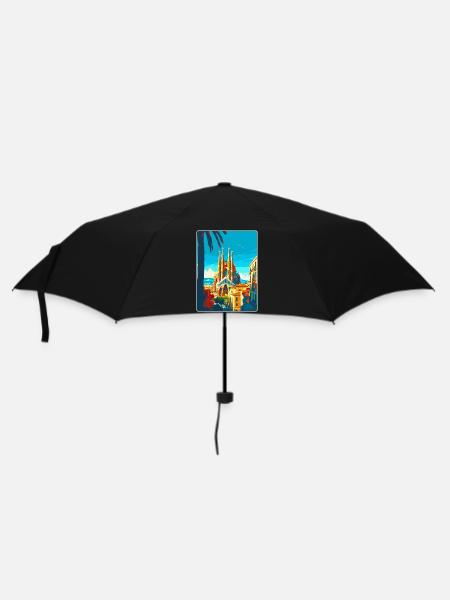 Barcelona Spanien Vintage Reiseplakat Souvenir WPA - Regenschirm (klein) - Schwarz
