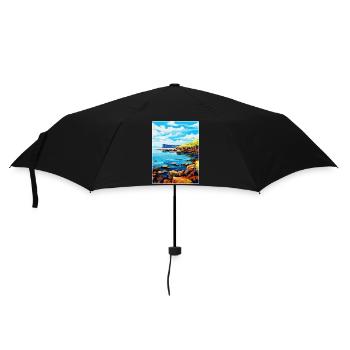 Isle Of Staffa Scotland Uk Vintage Travel Poster - Umbrella (small) - black - Front
