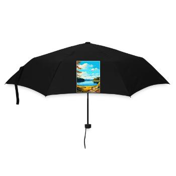 Parc forestier aquatique de Kielder, Angleterre, Royaume-Uni, Affiche de voyage - Parapluie standard - noir - Devant
