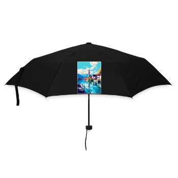 Thun Schweiz Vintage Reiseplakat Souvenir - Regenschirm (klein) - Schwarz - Vorne