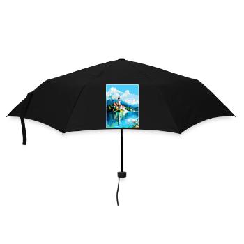 Lac de Bled, Slovénie, Affiche de voyage vintage, Souvenir - Parapluie standard - noir - Devant