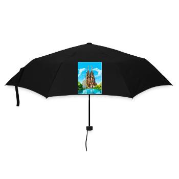 Barcelona Spanien Vintage Reiseplakat Souvenir WPA - Regenschirm (klein) - Schwarz - Vorne