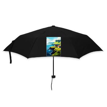 Faroe Island Denmark Vintage Travel Poster WPA Art - Umbrella (small) - black - Front