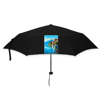 Lake Garda Italy Vintage Travel Poster Souvenir - Umbrella (small) - black - Front