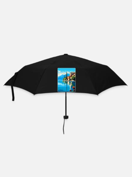 Gardasee Italien Vintage Reiseplakat Souvenir - Regenschirm (klein) - Schwarz